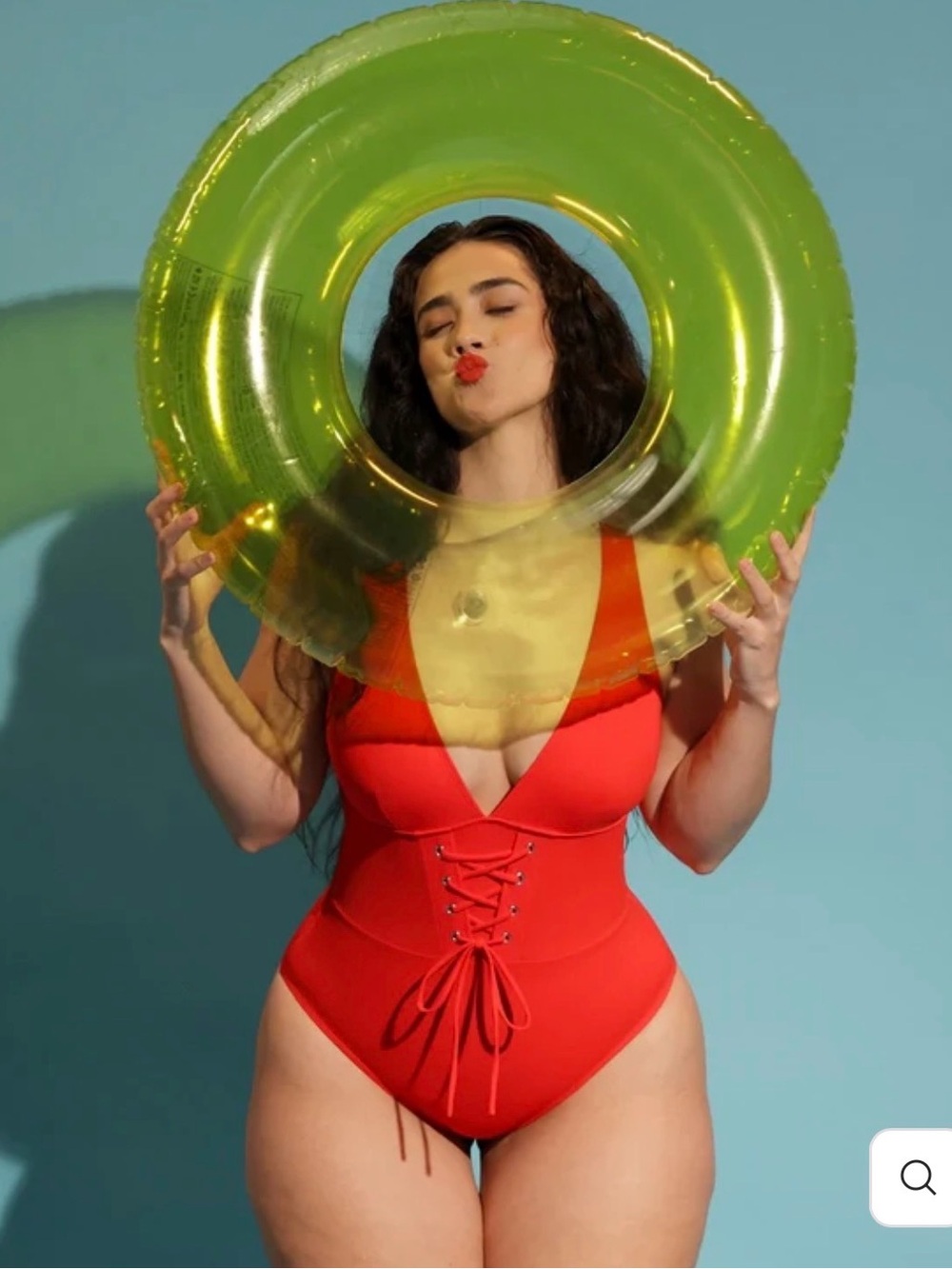 Sculpting Red Lace-Up One-Piece Swimsuit for Women